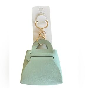 Mint Mini Handbag Keychain Charm Mint Green Vegan Leather Bag Accessory
